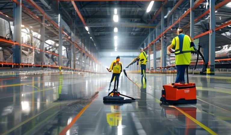 Warehouse cleaning crew maintaining a distribution facility in Charlotte, NC