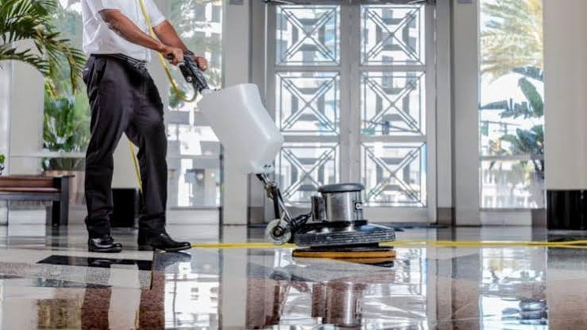 Commercial cleaning team maintaining a Charlotte business facility